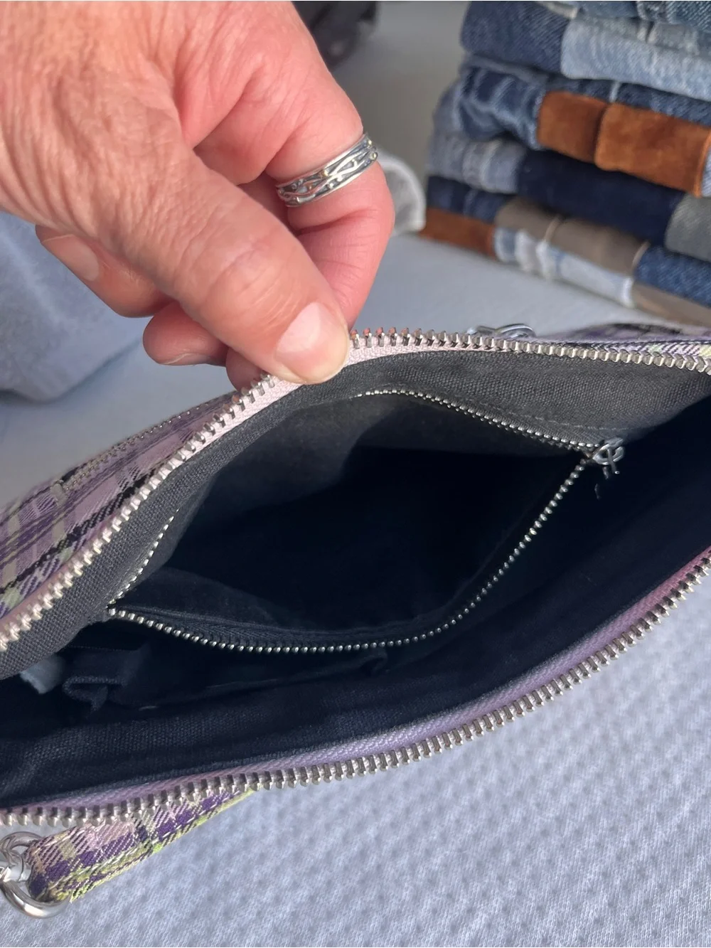 Brandy Melville Y2K Shoulder Bag | Lavender Plaid Baguette Purse | Indie - Picture 6 of 12